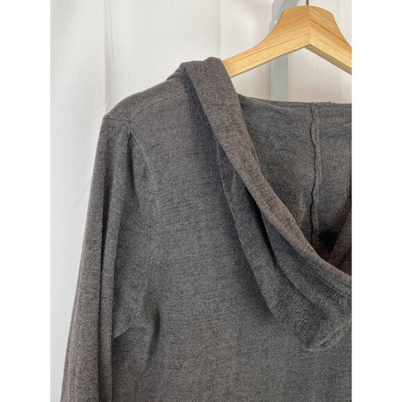 BAREFOOT DREAMS Size S CozyChic Ultra Lite Hooded Open Cardigan Pockets Gray - Picture 7 of 9